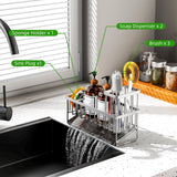 Cisily Kitchen Sink Caddy Organzier with High Brush Holder, Sponge Holder for Sink, 304 Rustproof Stainless, Kitchen Countertop Soap Dispenser Organizer, Kitchen Decor and Accessories - Homesidy.com