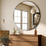HARRITPURE Round Mirror 30 Black Wall Mounted Circle Mirrors Vanity Mirror with Brushed Aluminum Alloy Frame Modern Decoration for Bathroom, Living Room, Vanity, Bedroom, Entryway - Homesidy.com
