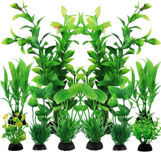 PietyPet Fish Tank Accessories Green Plants, 10pcs Green Fish Tank Decorations, Aquarium Decor Plastic Plants - Homesidy.com