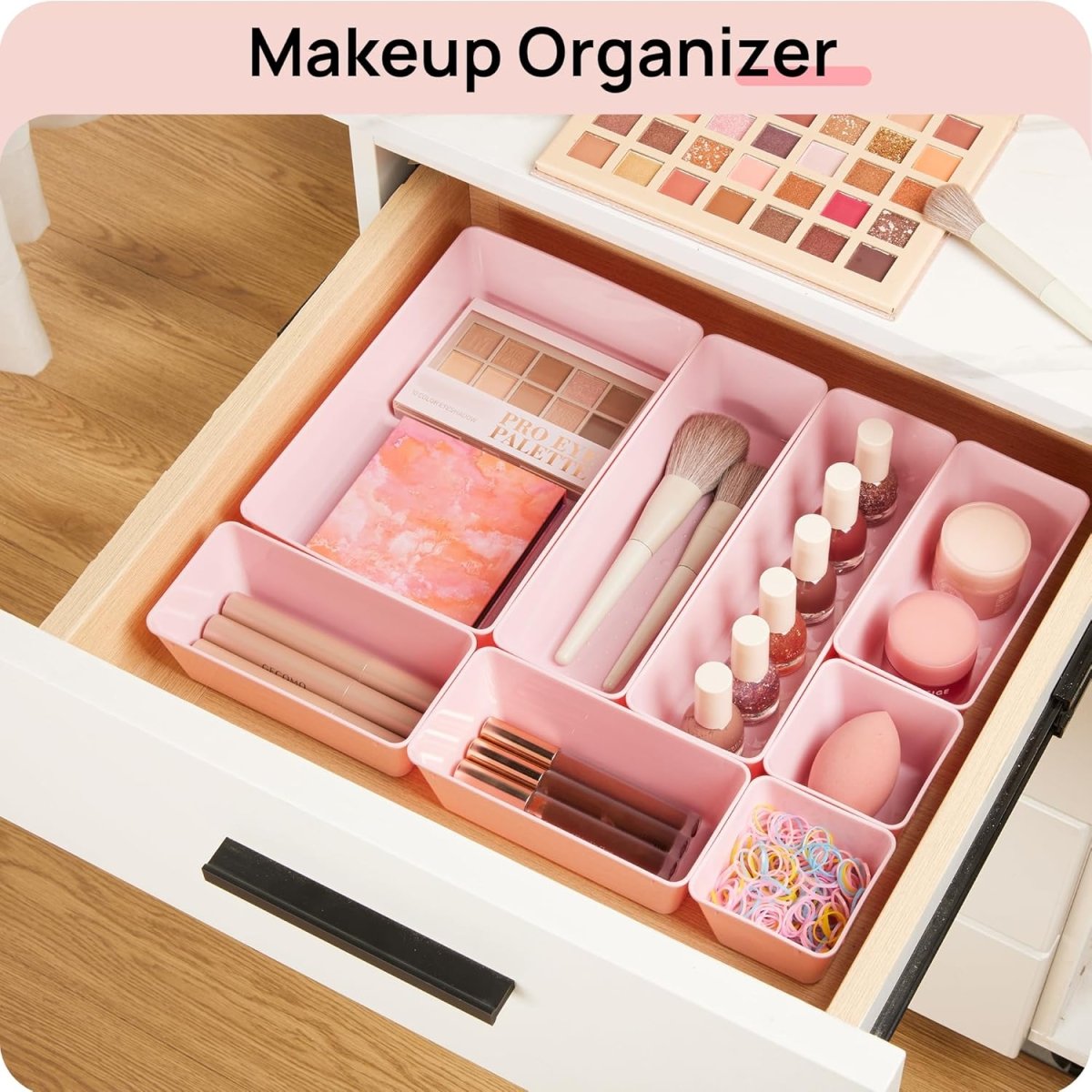 Vtopmart 25 PCS Clear Plastic Drawer Organizers Set, 4 - Size Versatile Bathroom and Vanity Drawer Organizer Trays, Storage Bins for Makeup, Bedroom, Kitchen Gadgets Utensils and Office - Homesidy.com