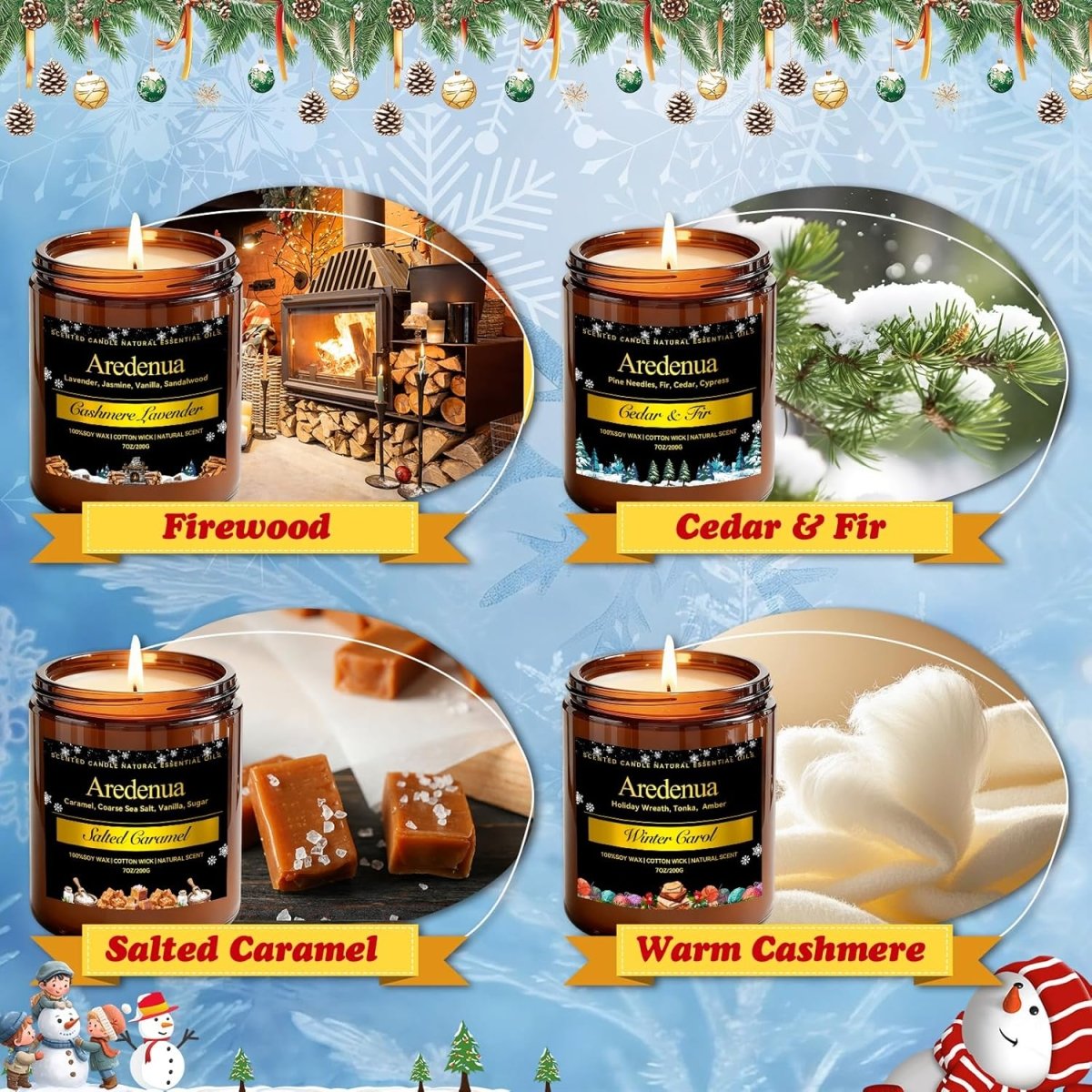 Christmas Candles - Christmas Spice Candle | 7 oz Soy Candles with Warm Cinnamon, Clove &amp; Nutmeg Aroma | Holiday Scented Candle, Cozy Winter Candle Gift for Men &amp; Women - Homesidy.com