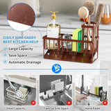Cisily Kitchen Sink Caddy Organzier with High Brush Holder, Sponge Holder for Sink, 304 Rustproof Stainless, Kitchen Countertop Soap Dispenser Organizer, Kitchen Decor and Accessories - Homesidy.com