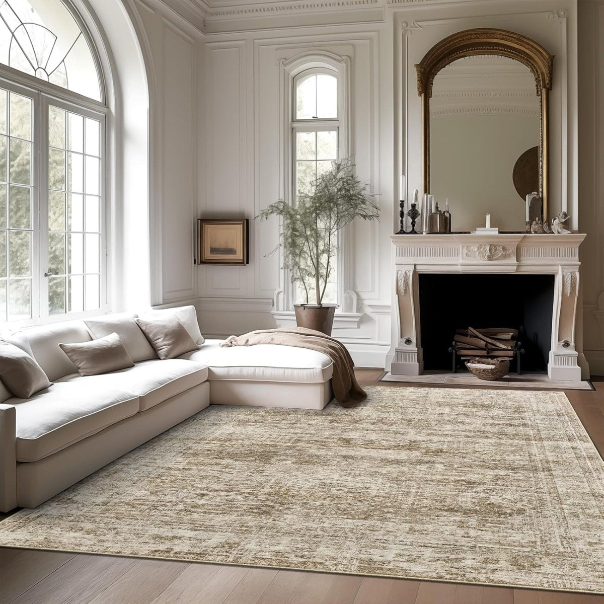 Soalmost Washable Area Rug 8x10, Large Soft Rugs for Living Room Vintage Beige Carpet 8x10 Area Rugs for Bedroom Dining Room Non - Slip Stain Resistant Under Table Rug - Homesidy.com