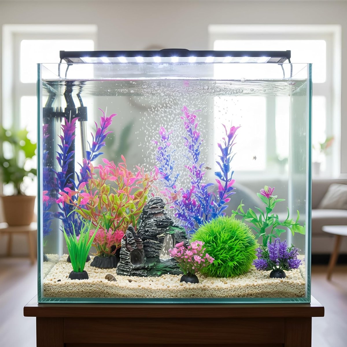 Ameliade Aquarium Artificial Plastic Plants Decorations and Rock Cave Decor Set Goldfish Betta Fish Tank Accessories Small Large Fish Bowl Ornaments - Homesidy.com