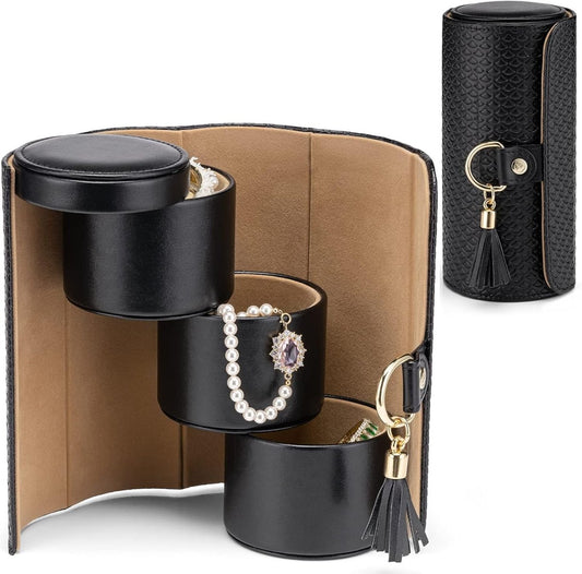Vlando Travel Jewelry Case for Women, Travel Essential, Travel Must Haves Jewelry Travel Organizer for Girls, Christmas Gifts for Travelers Couples Mom Friends - Black - Homesidy.com