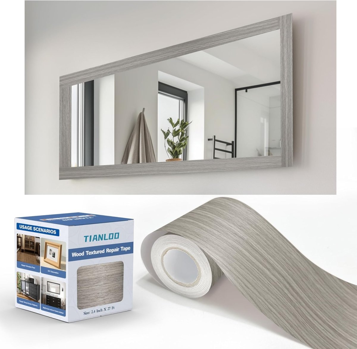 TIANLDD 27 FT Wood Grain Wallpaper Border, Removable Waterproof Mirror Border Peel and Stick,Bathroom Mirror Frame Border.(Black) - Homesidy.com