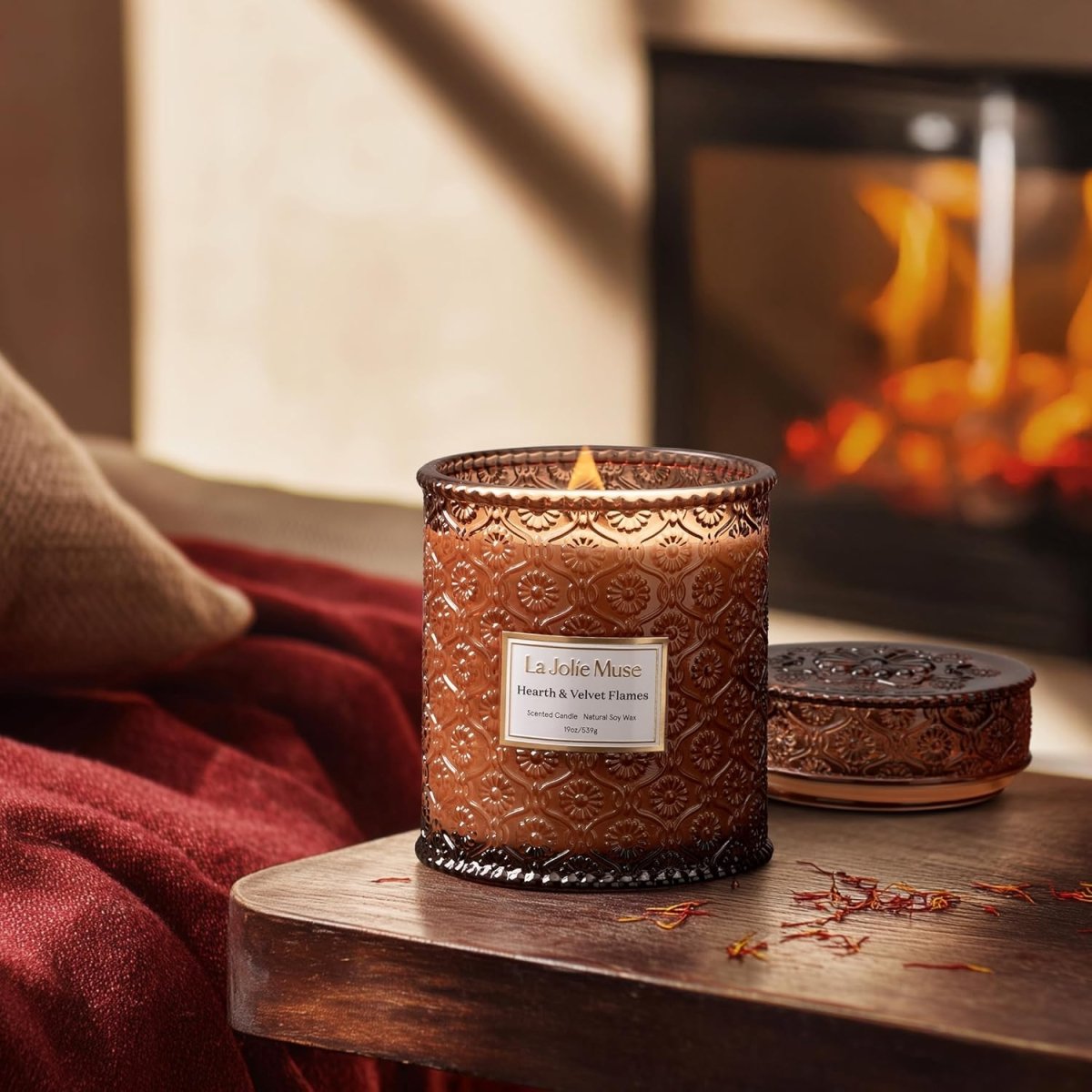 LA JOLIE MUSE Sahara Amber Candle – Bergamot, Clove &amp; Amber | 12 oz Large 2 - Wick Soy Wax Candle | 60 Hours Clean Burn | Gift - Ready for Hosts &amp; Gatherings | Elegant Home Décor - Homesidy.com