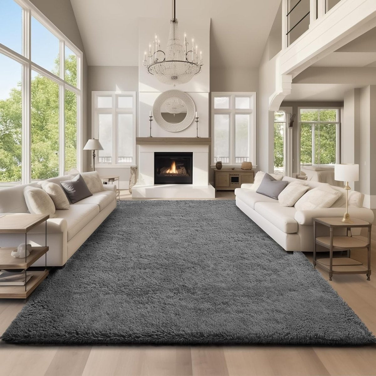 Ophanie Area Rugs for Living Room Bedroom, Upgrade Non - Slip Fluffy Soft Grey Shag Carpet, Indoor Floor Gray 4x6 Fuzzy Shaggy Living Room Plush Rug for Kids Home Dorm Decor Aesthetic - Homesidy.com