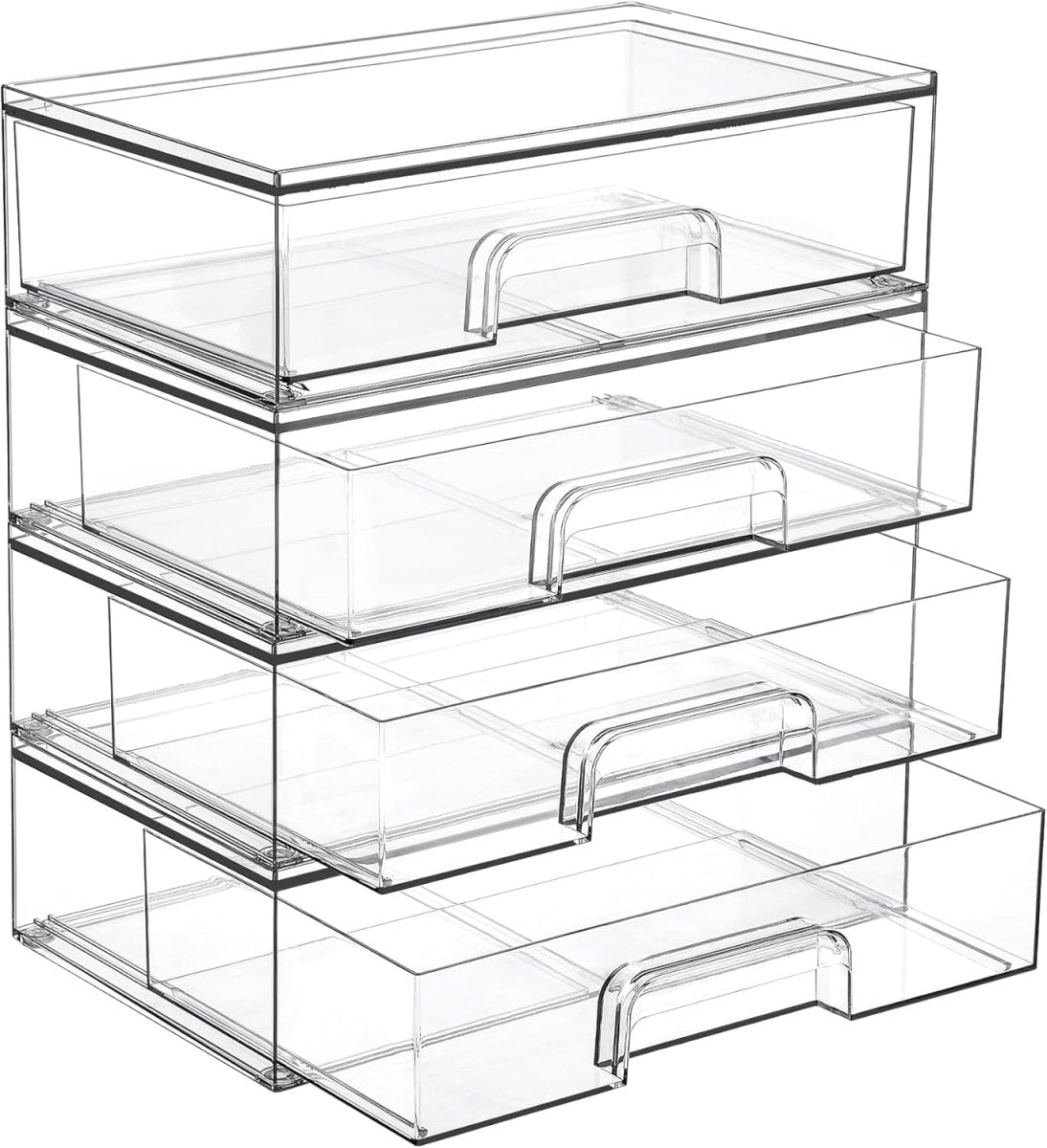 Vtopmart 12.1W Clear Stackable Storage Drawers,2 Pack Acrylic Plastic Organizers Bins for Makeup Palettes, Cosmetics, and Beauty Supplies,Ideal for Vanity, Bathroom,Cabinet,Desk Organization - Homesidy.com