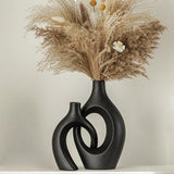 Lvases Snuggle Hollow Ceramic Vase Set of 2, Nordic Modern Boho ins Style Decorative Ceramic Aesthetic Flower Vase for Home Decor (Milky White W 6.3&34; X H 8.4&34;) - Homesidy.com