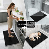 Yimobra Bathroom Rugs Non Slip Washable - Ultra Soft Absorbent Chenille Bath Mat, Quick Dry Shaggy Floor Carpet for Tub Shower, Gray Home Decor Accessories, 24x17 Inch - Homesidy.com