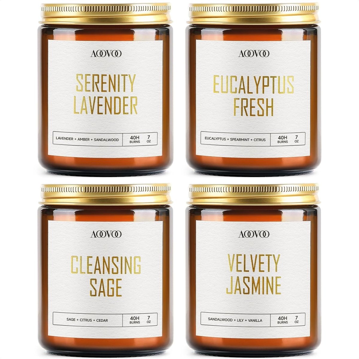 AOOVOO Scented Candles - 4PC Candle Set, 36 oz Soy Candles, Soy Candle for Home Scented, Lavender/Vanilla/Eucalyptus/Sage - Homesidy.com