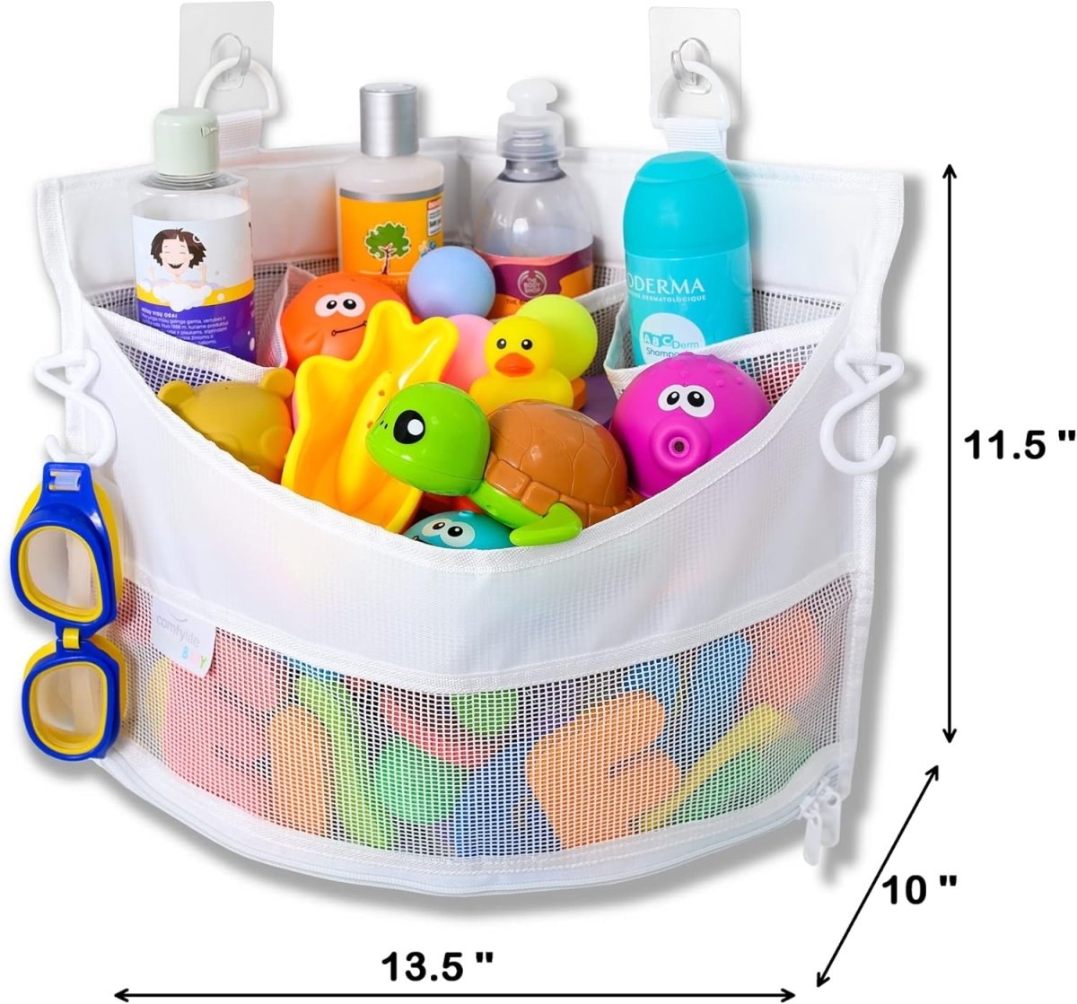 2 x Mesh Bath Toy Organizer 8 Ultra Strong Hooks – The Perfect Bathtub Toy Holder &amp; Bathroom or Shower Caddy – These Multi - use Net Bags Make Baby Bath Toy Storage Easy – For Kids &amp; Toddlers - Homesidy.com