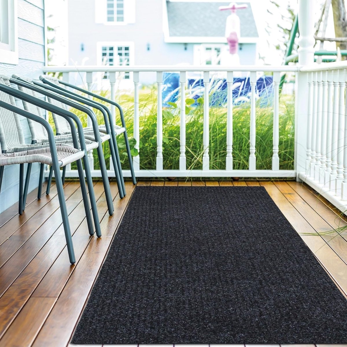 Ottomanson Hallway Runner Rug 2 x 6 Durable Non - Slip Mat with Scraper Pile for Indoor &amp; Outdoor Use - Ideal for Kitchen, Entryway, Patio &amp; Garage - High - Traffic Carpet, Black - Homesidy.com