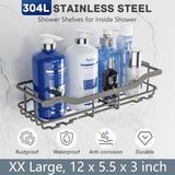 OMAIRA 3 - Pack Shower Caddy with Soap Holder, Adhesive Rustproof No - drill Strudy Loading Inside Shower Organizer Shelves Rack Storage Bathroom Organization for Smooth Wall Glass Tile, Black (Large) - Homesidy.com