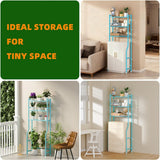 GloTika 3 - Tier Over The Toilet Storage, Space Saver Metal Bathroom Shelves, Freestanding Above Over Toilet Storage Shelf with 4 Hooks for Bathroom, Black - Homesidy.com