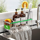 Cisily Kitchen Sink Caddy Organzier with High Brush Holder, Sponge Holder for Sink, 304 Rustproof Stainless, Kitchen Countertop Soap Dispenser Organizer, Kitchen Decor and Accessories - Homesidy.com