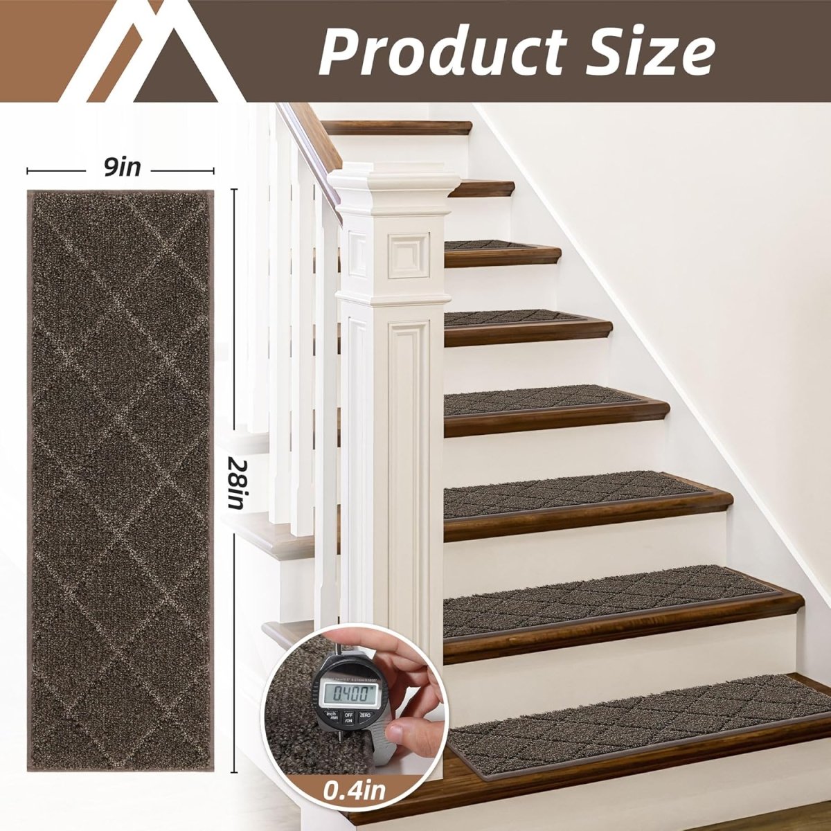 COSY HOMEER Edging Stair Treads Non - Slip Carpet Mat 28inX9in Indoor Stair Runners for Wooden Steps, Edging Stair Rugs for Kids and Dogs, 100% Polyester TPE Backing (15pc, Beige) - Homesidy.com