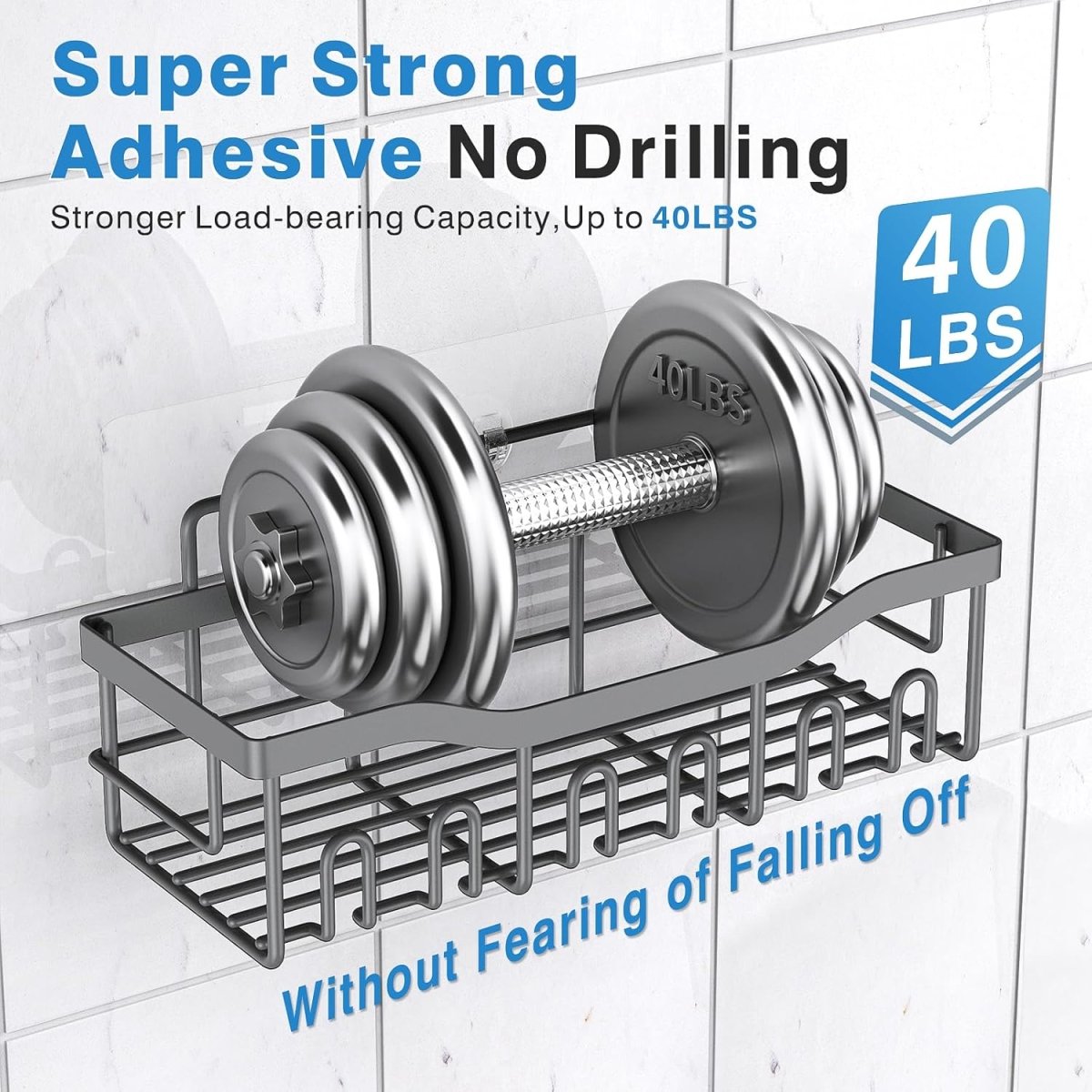 EUDELE 5 - Pack Rustproof Stainless Steel Shower Caddy Set– No Drill Adhesive Bathroom Organizer, Space - Saving Shower Shelves for Apartment Essentials, Bathroom/Kitchen Storage Home Decor - L Size - Homesidy.com