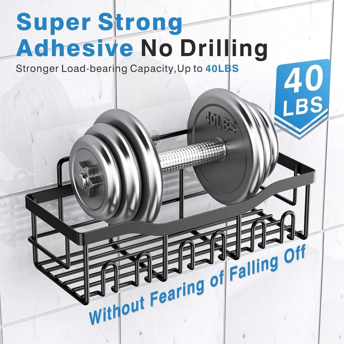EUDELE Adhesive Shower Caddy, 5 Pack Rustproof Stainless Steel Bath Organizers With Large Capacity, No Drilling Shelves for Bathroom Storage &amp; Home Decor - Homesidy.com