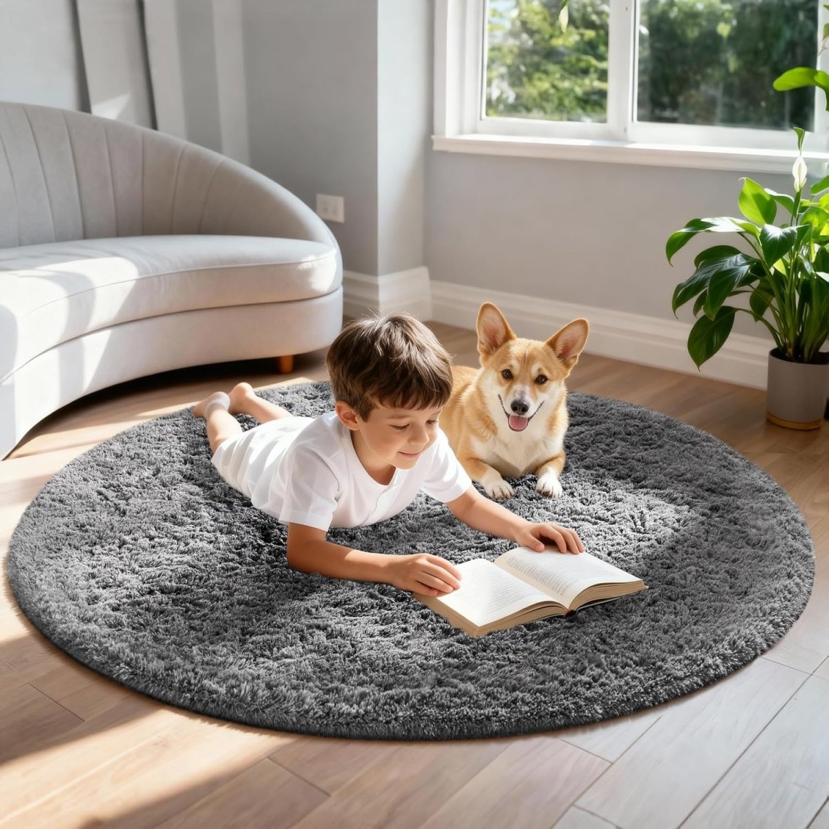 Ophanie Area Rugs for Living Room Bedroom, Upgrade Non - Slip Fluffy Soft Grey Shag Carpet, Indoor Floor Gray 4x6 Fuzzy Shaggy Living Room Plush Rug for Kids Home Dorm Decor Aesthetic - Homesidy.com