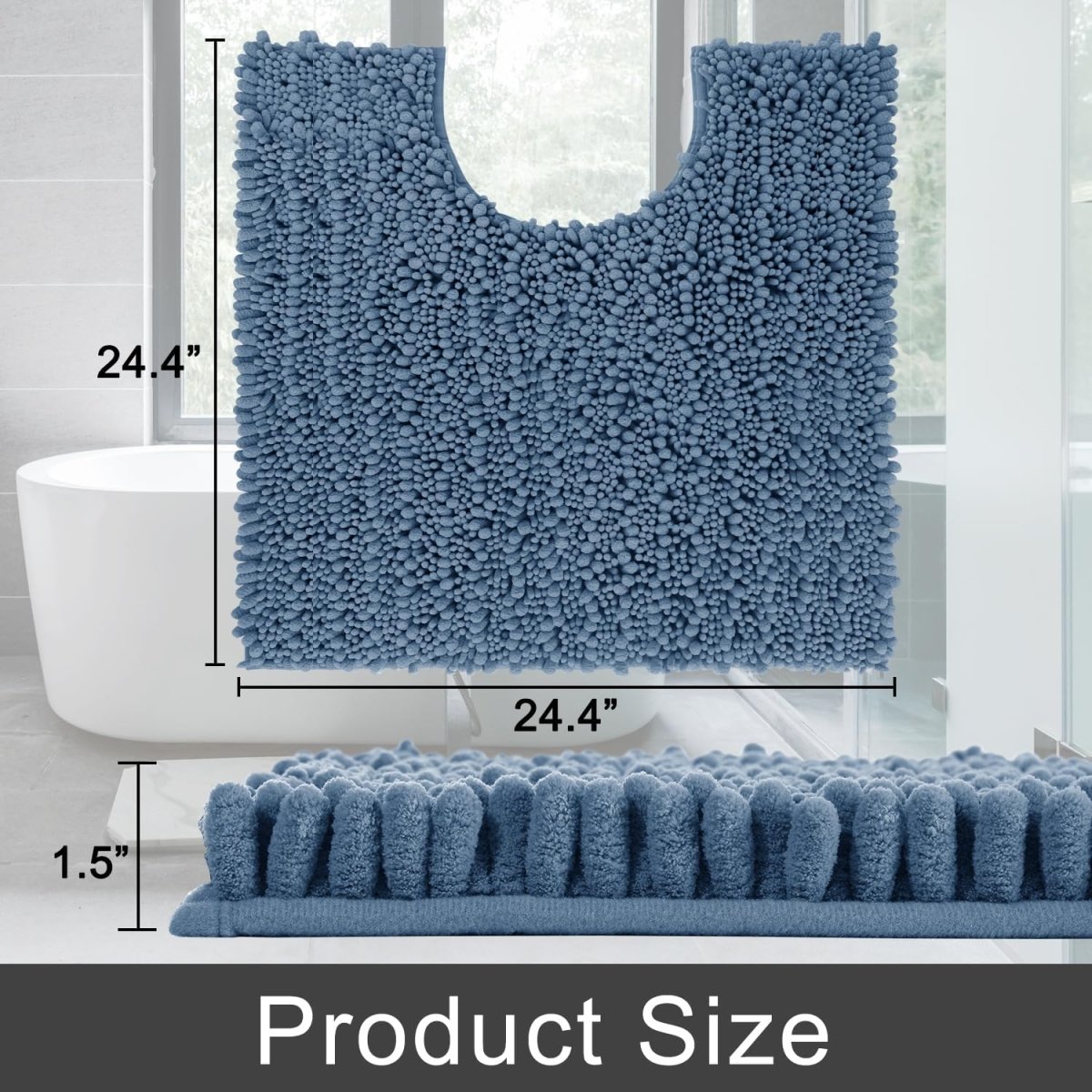 Yimobra Bathroom Rugs Non Slip Washable - Ultra Soft Absorbent Chenille Bath Mat, Quick Dry Shaggy Floor Carpet for Tub Shower, Gray Home Decor Accessories, 24x17 Inch - Homesidy.com