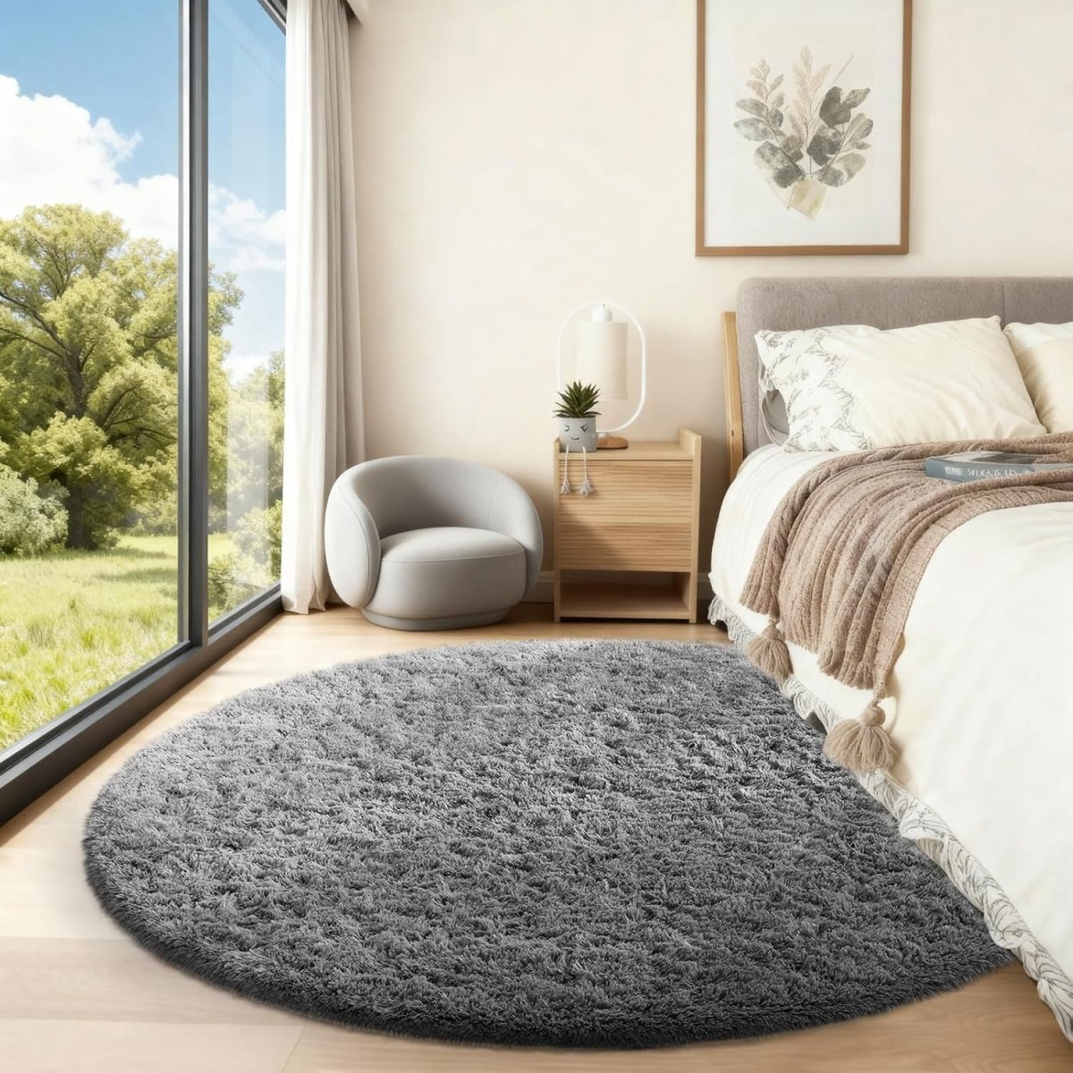 Ophanie Area Rugs for Living Room Bedroom, Upgrade Non - Slip Fluffy Soft Grey Shag Carpet, Indoor Floor Gray 4x6 Fuzzy Shaggy Living Room Plush Rug for Kids Home Dorm Decor Aesthetic - Homesidy.com