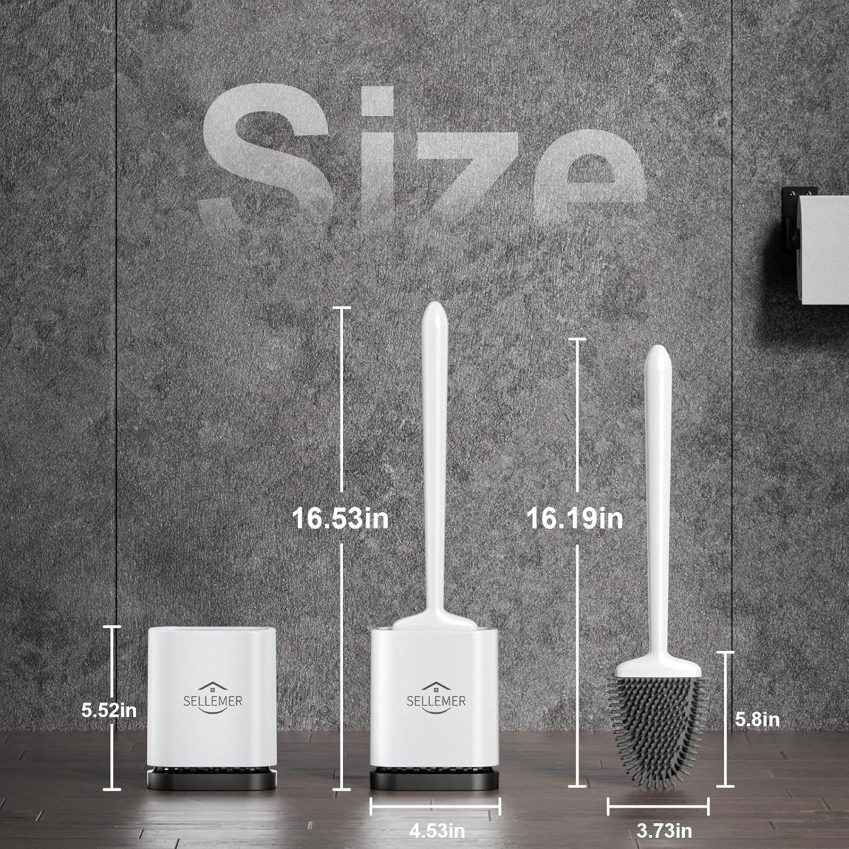 Sellemer Toilet Brush and Holder Set - Flexible Toilet Bowl Brush Head with Silicone Bristles, Compact Size for Storage and Organization, Ventilation Slots Base (1 Pack, Silver) - Homesidy.com