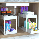 DEKAVA Under Sink Organizer 2 Pack, Bathroom Cabinet Organizer, 2 Tier Sliding Cabinet Basket Organizer Drawer, Multi - Purpose Bath Collection Baskets for Bathroom (Black) - Homesidy.com