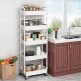 Sywhitta 3 - Tier Plastic Rolling Utility Cart with Handle, Multi - Functional Storage Trolley for Office, Living Room, Kitchen, Movable Storage Organizer with Wheels, White - Homesidy.com