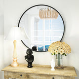 HARRITPURE Round Mirror 30 Black Wall Mounted Circle Mirrors Vanity Mirror with Brushed Aluminum Alloy Frame Modern Decoration for Bathroom, Living Room, Vanity, Bedroom, Entryway - Homesidy.com