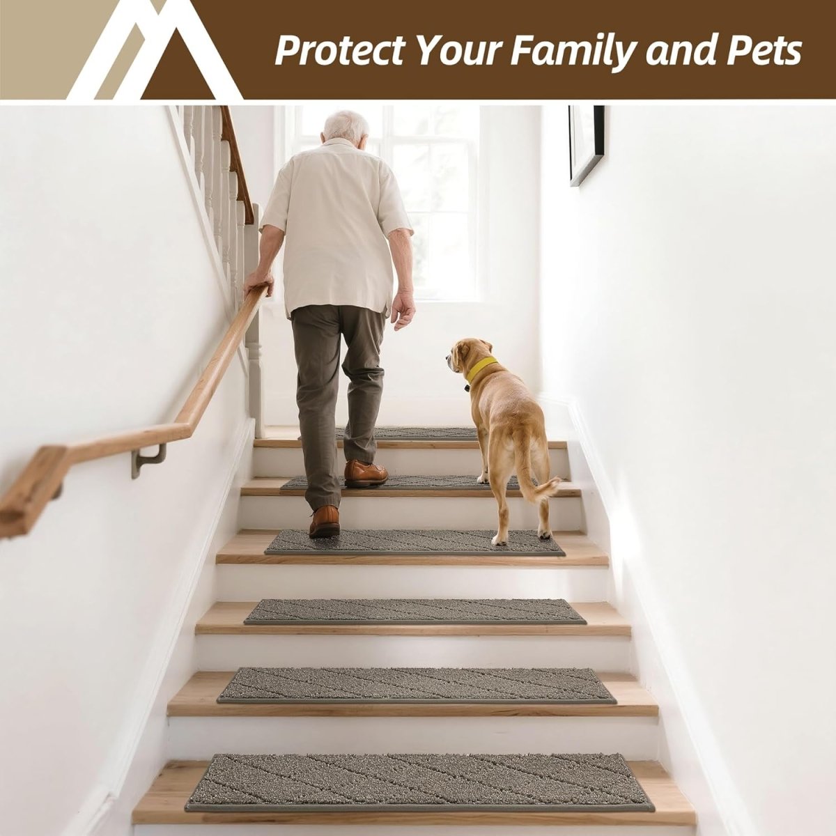 COSY HOMEER Edging Stair Treads Non - Slip Carpet Mat 28inX9in Indoor Stair Runners for Wooden Steps, Edging Stair Rugs for Kids and Dogs, 100% Polyester TPE Backing (15pc, Beige) - Homesidy.com