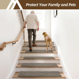 COSY HOMEER Edging Stair Treads Non - Slip Carpet Mat 28inX9in Indoor Stair Runners for Wooden Steps, Edging Stair Rugs for Kids and Dogs, 100% Polyester TPE Backing (15pc, Beige) - Homesidy.com
