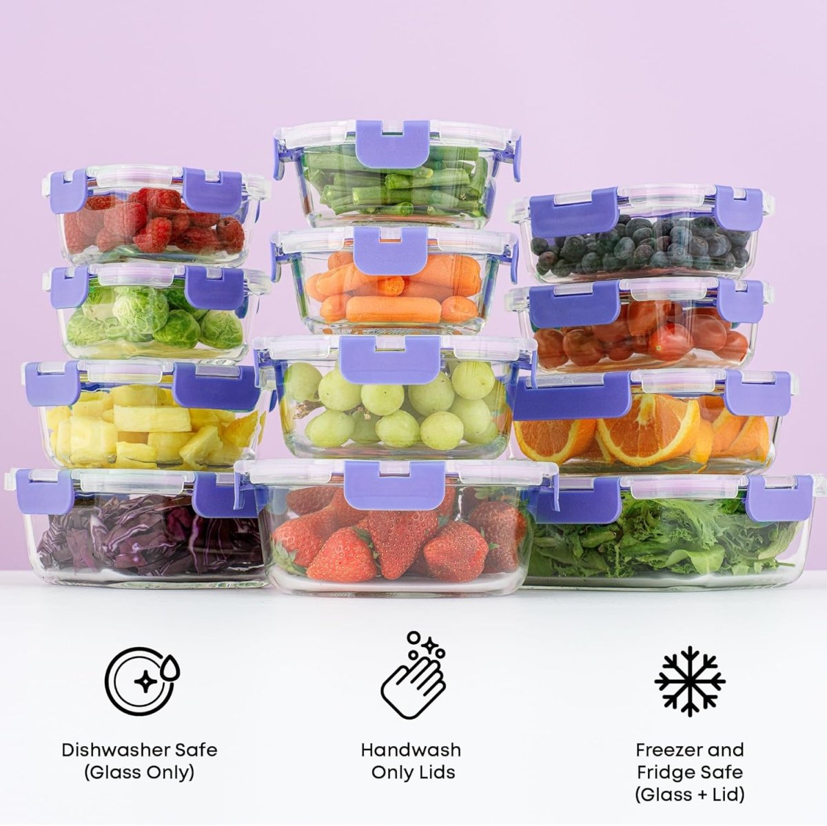 JoyJolt 24pc Borosilicate Glass Storage Containers with Lids | 12 Airtight/Freezer Safe Food Storage Containers for Pantry and Kitchen | Meal Prep Container for Lunch | Glass Tupperware Set - Homesidy.com