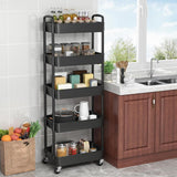 Sywhitta 3 - Tier Plastic Rolling Utility Cart with Handle, Multi - Functional Storage Trolley for Office, Living Room, Kitchen, Movable Storage Organizer with Wheels, White - Homesidy.com