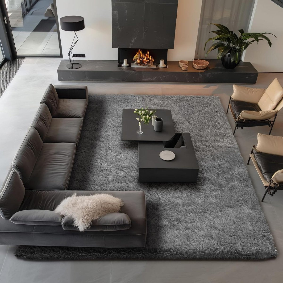 Ophanie Area Rugs for Living Room Bedroom, Upgrade Non - Slip Fluffy Soft Grey Shag Carpet, Indoor Floor Gray 4x6 Fuzzy Shaggy Living Room Plush Rug for Kids Home Dorm Decor Aesthetic - Homesidy.com