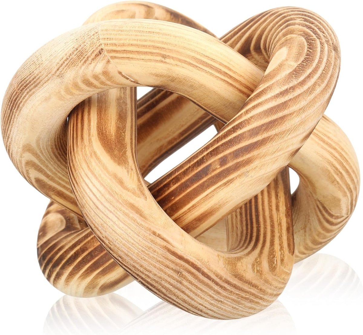 Yalikop 3 Link Wood Knot Decor - Hand Carved Coffee Table Decoration, Boho Chain Link Decor, Modern Shelf, Rustic Objects for Home Living Room Bedroom(White) - Homesidy.com