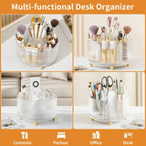 fanado 360° Rotate Makeup Brush Holder Organizer, Makeup Organizers Countertop, Makeup organization and Skincare Storage for Vanity, Desktop, Bathroom (White) - Homesidy.com