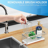 Cisily Black Sponge Holder for Kitchen Sink, Sink Caddy Organizer with High Brush Holder, Kitchen Countertop Organizers and Storage Essentials, Rustproof 304 Stainless Steel, Soap Dispenser Organize - Homesidy.com
