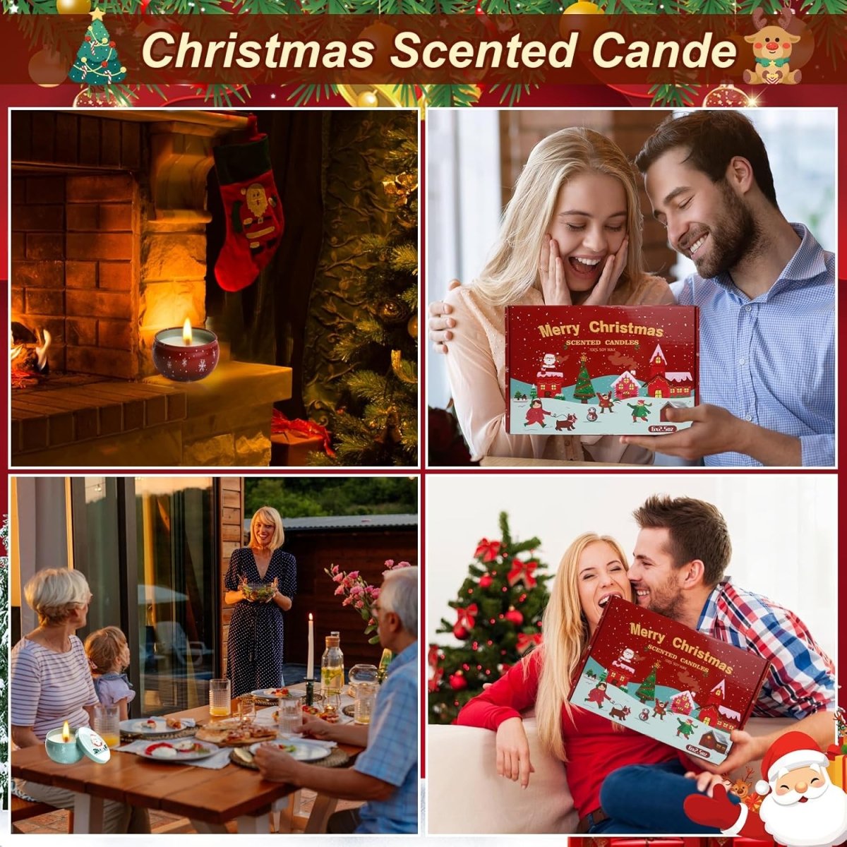 Christmas Candle Set, 6 Pack Candles for Home Scented, Aromatherapy Jar Candle Gifts for Women, Natural Soy Wax Long Lasting Glass Candle Set, Scented Candles for Christmas, Birthday, Thanksgiving Day - Homesidy.com