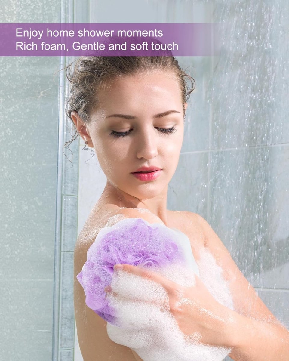 MTDLYICE Loofah Sponge, XXL Large Loofah 100g 4 Pack, Bath Sponge Soft Mesh Shower Loofah for Men, Body Scrub, Shower Pouf Bath Accessories, for Body Wash, Soap (Blue Gray) - Homesidy.com