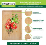 Bamboo Cutting Boards for Kitchen [Set of 3] Wood Cutting Board for Chopping Meat, Vegetables, Fruits, Cheese, Knife Friendly Serving Tray with Handles - Homesidy.com