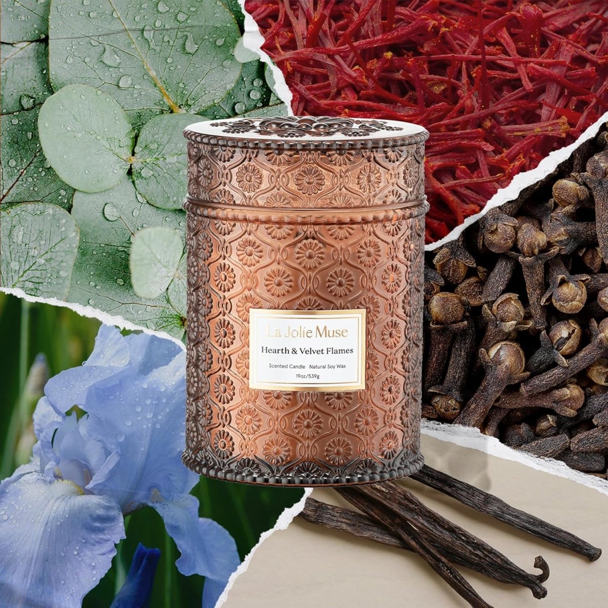 LA JOLIE MUSE Sahara Amber Candle – Bergamot, Clove &amp; Amber | 12 oz Large 2 - Wick Soy Wax Candle | 60 Hours Clean Burn | Gift - Ready for Hosts &amp; Gatherings | Elegant Home Décor - Homesidy.com