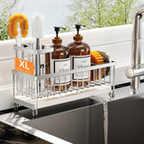 Cisily Black Sponge Holder for Kitchen Sink, Sink Caddy Organizer with High Brush Holder, Kitchen Countertop Organizers and Storage Essentials, Rustproof 304 Stainless Steel, Soap Dispenser Organize - Homesidy.com