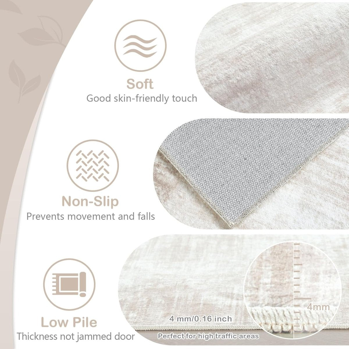 Area Rugs 6x9 Living Room: Washable Rug Modern Abstract Large Rug Soft Non Slip Neutral Rugs Stain Resistant Indoor Carpet for Bedroom Kitchen Dining Room Table Nursery Home Office Rugs(Beige,6x9) - Homesidy.com