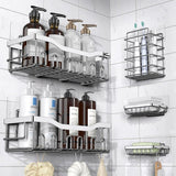 EUDELE Adhesive Shower Caddy, 5 Pack Rustproof Stainless Steel Bath Organizers With Large Capacity, No Drilling Shelves for Bathroom Storage &amp; Home Decor - Homesidy.com