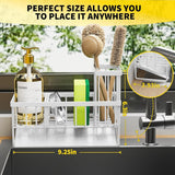 Cisily Kitchen Sink Caddy Organzier with High Brush Holder, Sponge Holder for Sink, 304 Rustproof Stainless, Kitchen Countertop Soap Dispenser Organizer, Kitchen Decor and Accessories - Homesidy.com
