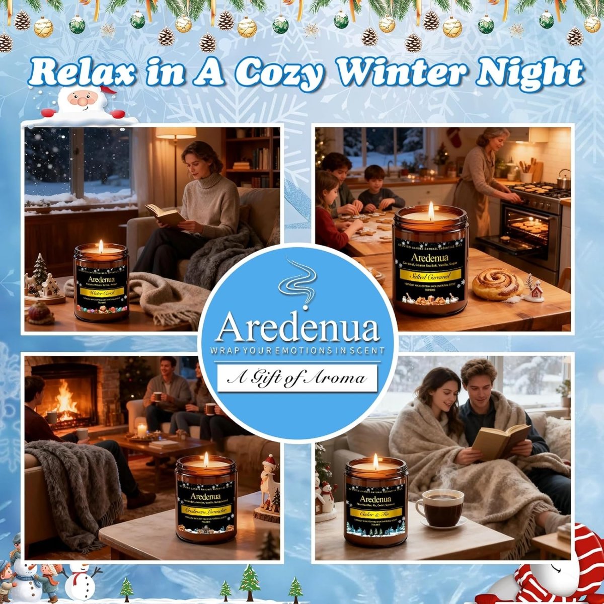 Christmas Candles - Christmas Spice Candle | 7 oz Soy Candles with Warm Cinnamon, Clove &amp; Nutmeg Aroma | Holiday Scented Candle, Cozy Winter Candle Gift for Men &amp; Women - Homesidy.com