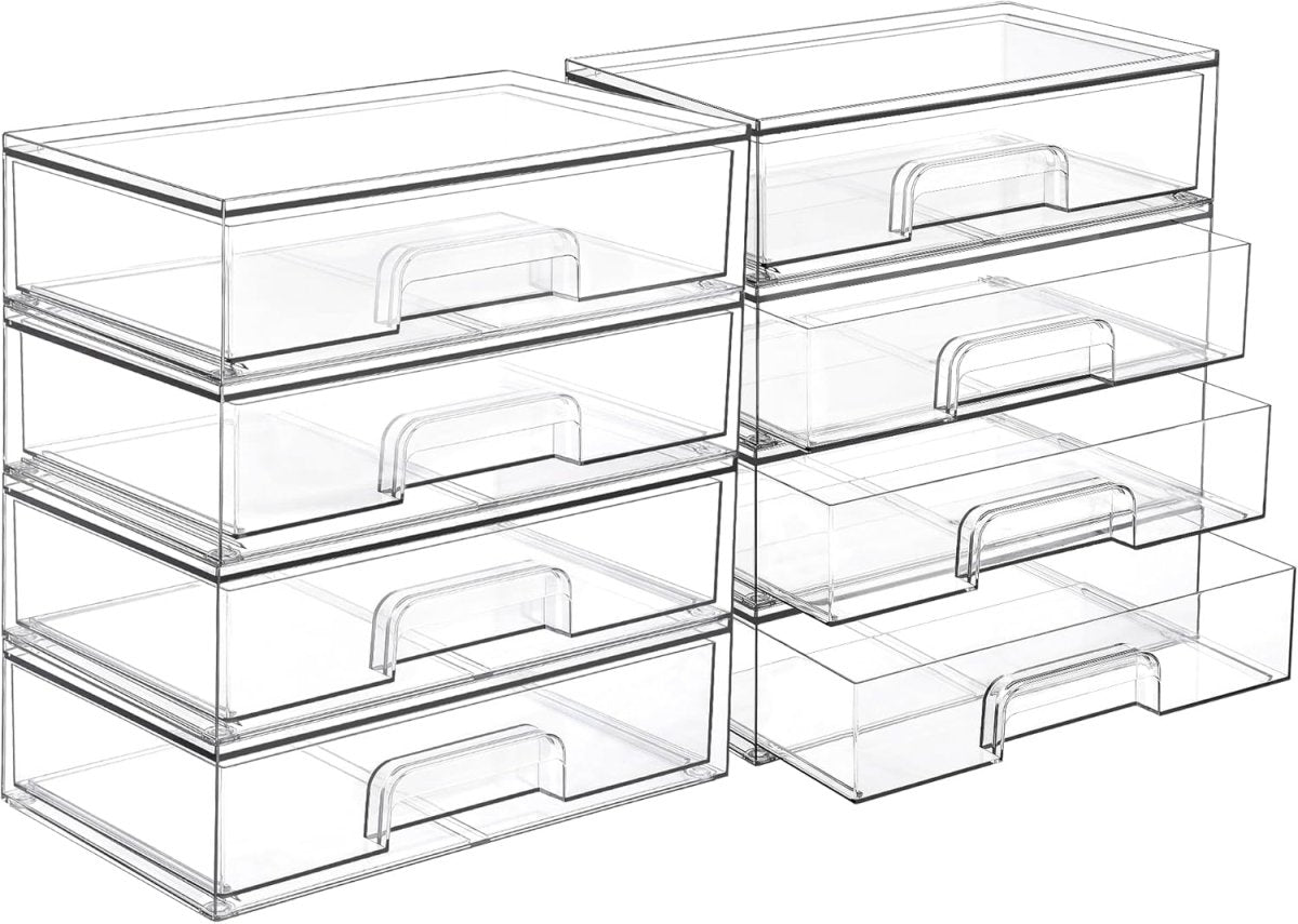 Vtopmart 12.1W Clear Stackable Storage Drawers,2 Pack Acrylic Plastic Organizers Bins for Makeup Palettes, Cosmetics, and Beauty Supplies,Ideal for Vanity, Bathroom,Cabinet,Desk Organization - Homesidy.com