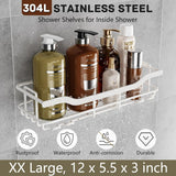 OMAIRA 3 - Pack Shower Caddy with Soap Holder, Adhesive Rustproof No - drill Strudy Loading Inside Shower Organizer Shelves Rack Storage Bathroom Organization for Smooth Wall Glass Tile, Black (Large) - Homesidy.com